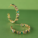 Earrings -  Mixed Hoops in Greens