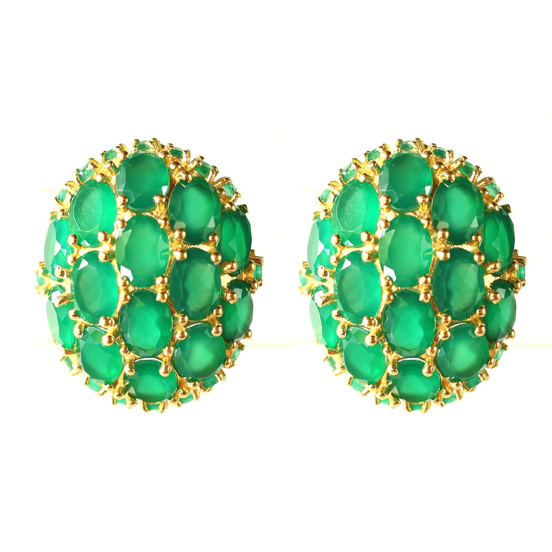 Earrings - Green Onyx & Siliminite Globes
