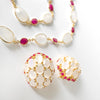 Earrings - Moonstone & Ruby Globes