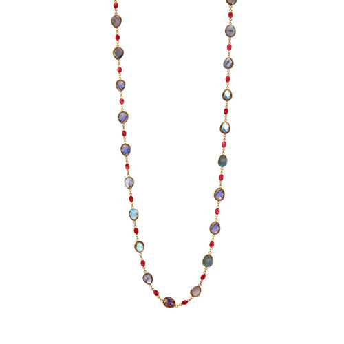 Necklace - Labradorite & Ruby