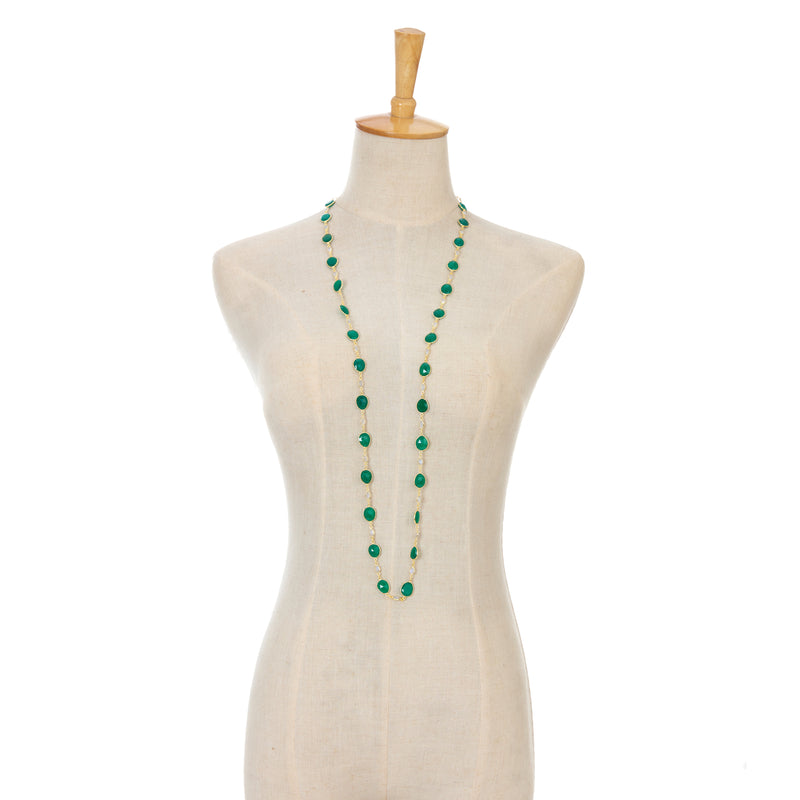 Necklace - Green Onyx & Moonstone