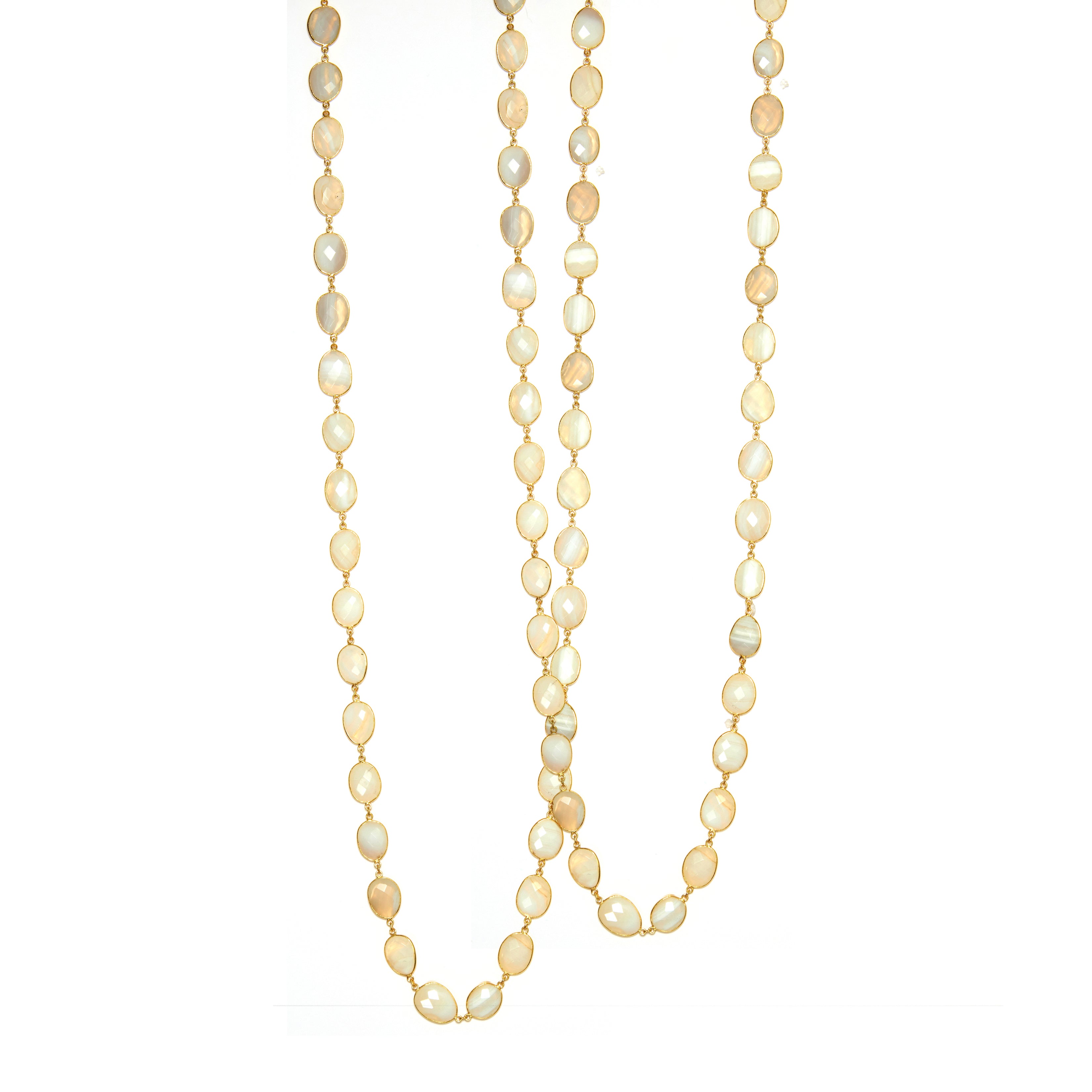 White Banded Agate Necklace in White Agate, gold plated, handcrafted gemstone necklace Singapore