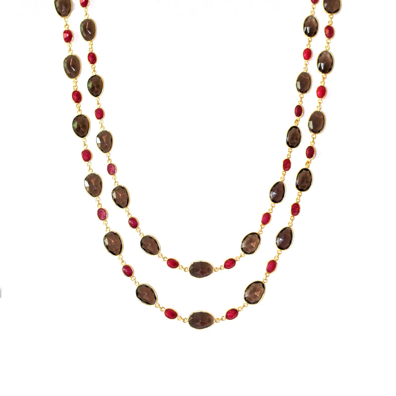 Necklace - Smoky Quartz & Ruby