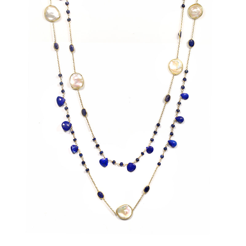 Necklace - Sapphire & Freshwater Pearls